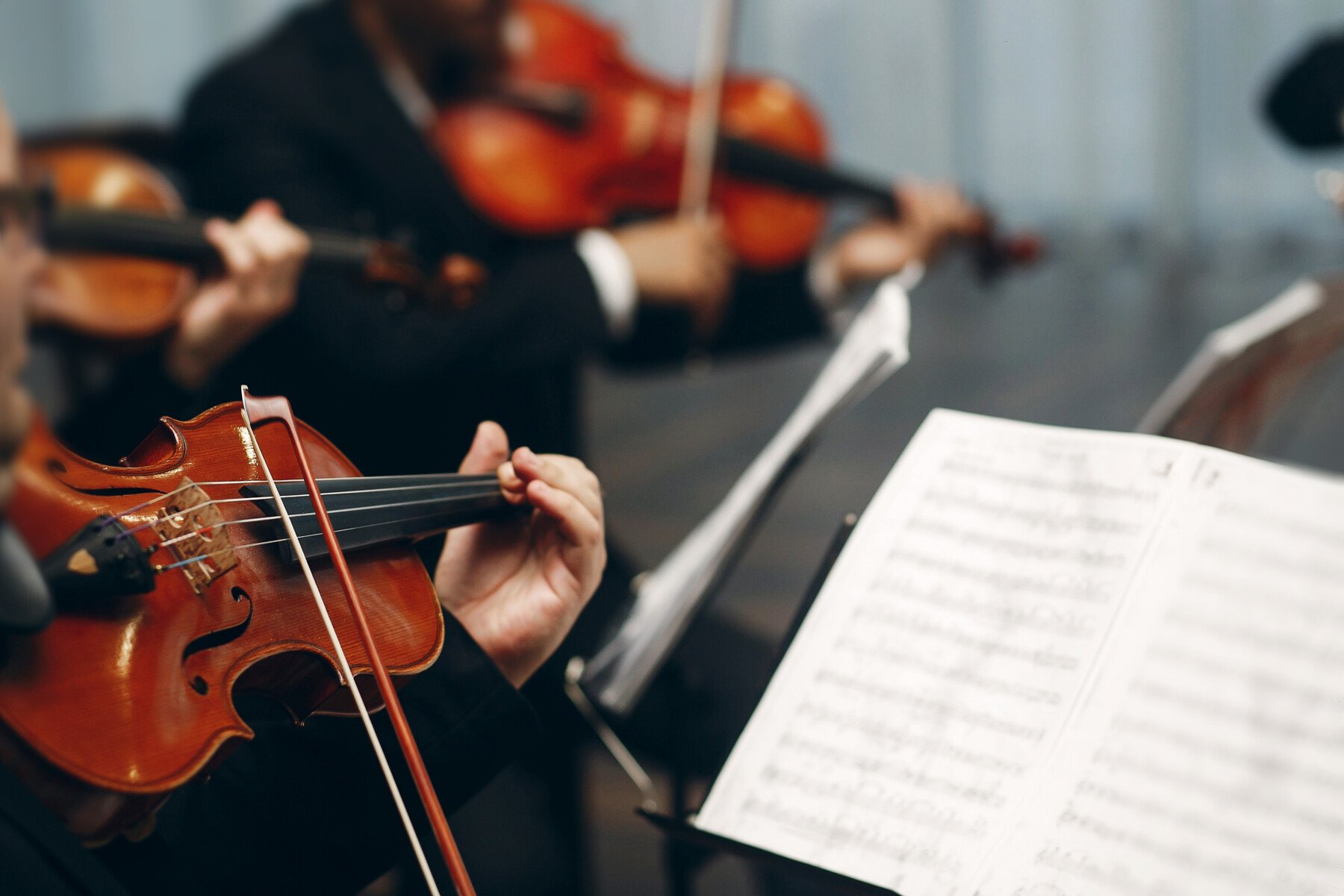 violin playing with sheet music